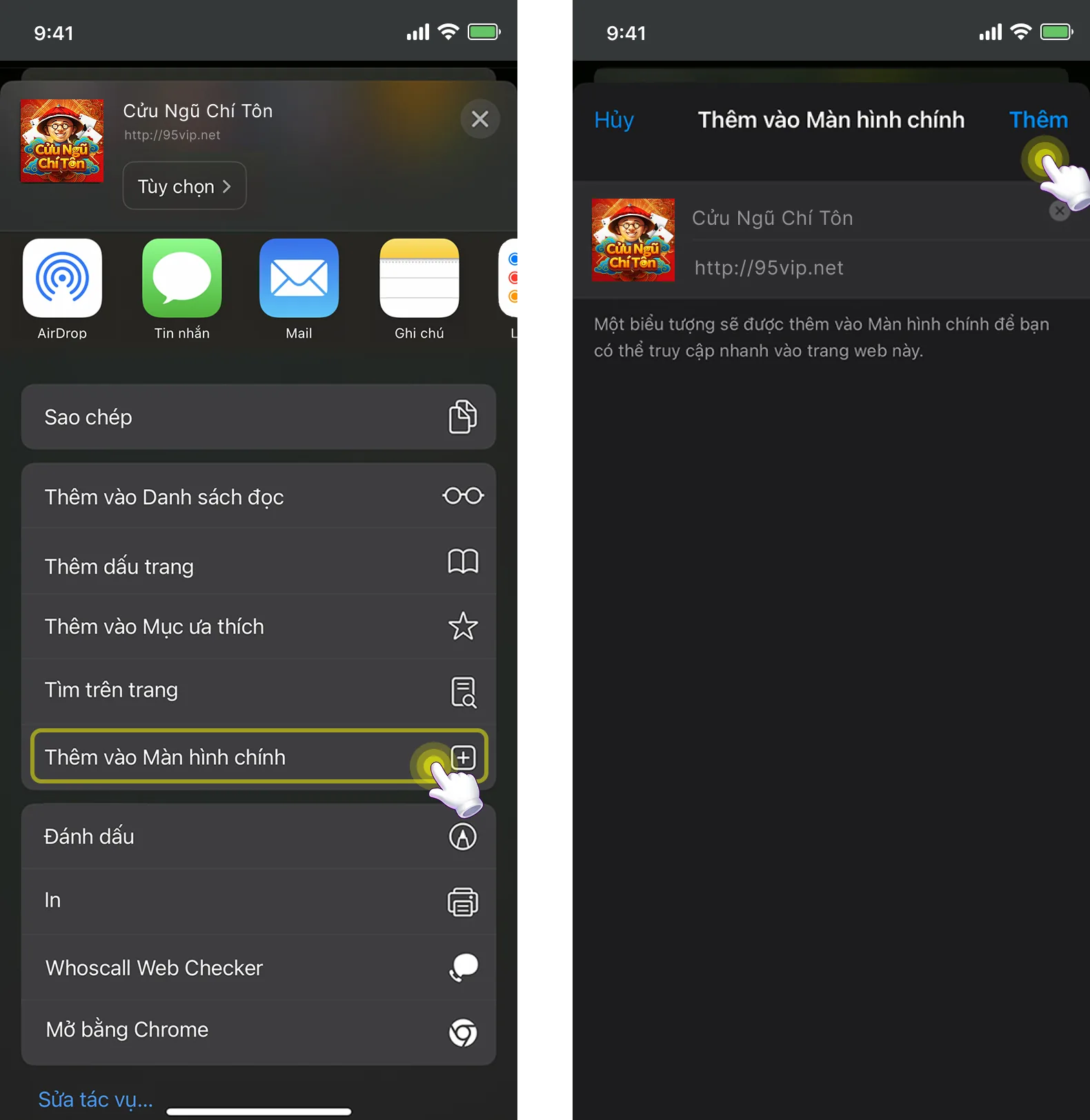 Hướng dẫn thêm vào màn hình chính iOS